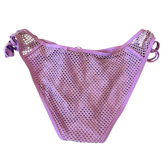 Becca Women Purple Network Malva Stretch Tie Side Hipster Swim Bottom Size S - Picture 9 of 10